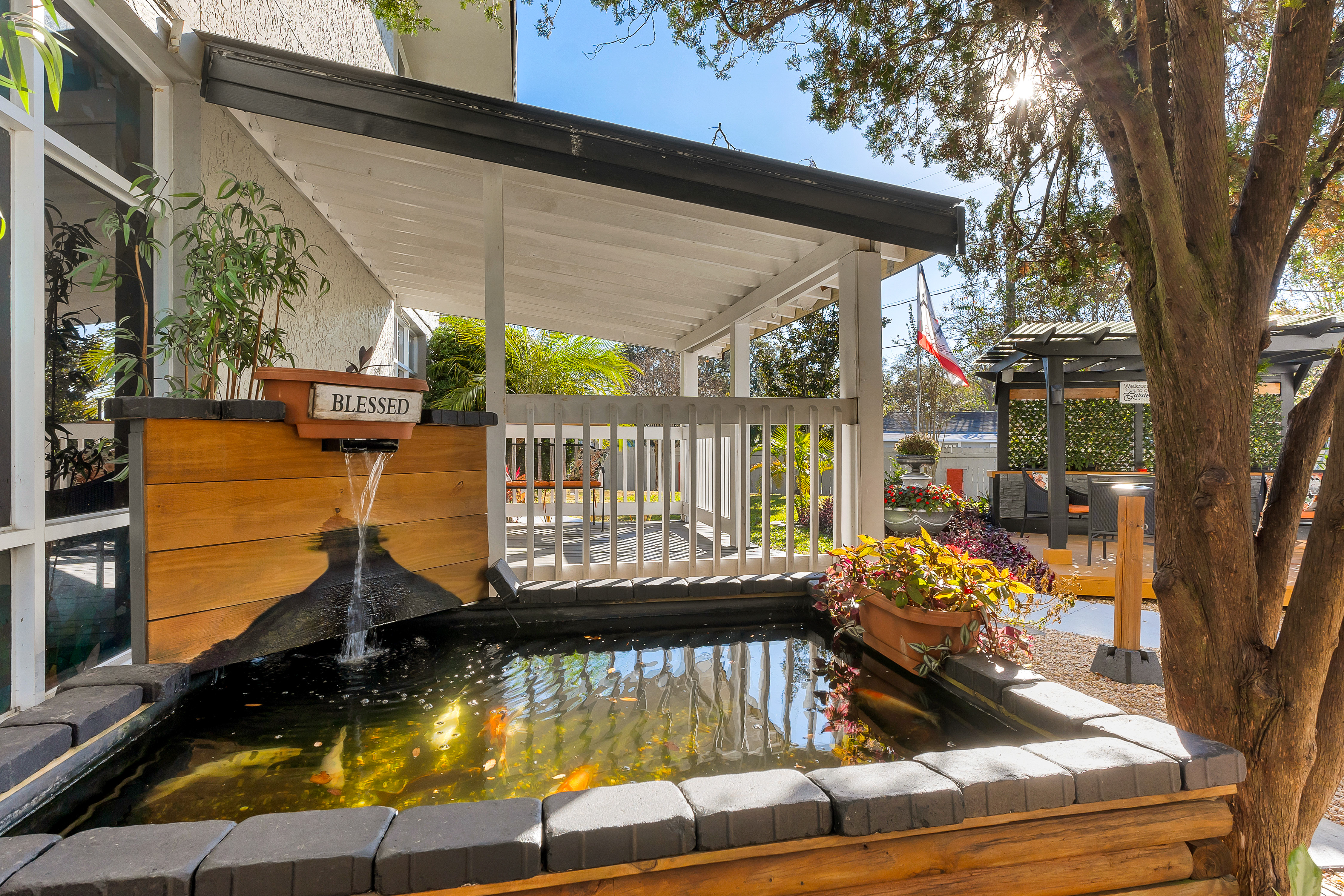Koi Pond and Garden Fountain